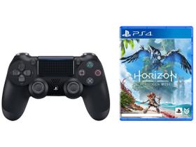 Controle para PS4 e PC Sem Fio Dualshock 4 Sony - Preto + Horizon Forbidden West para PS4 Guerrilla