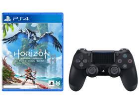 Controle para PS4 e PC Sem Fio Dualshock 4 Sony - Preto + Horizon Forbidden West para PS4