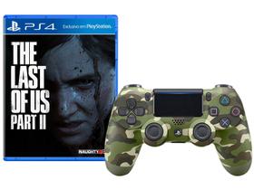 Controle para PS4 e PC sem Fio Dualshock 4 Sony - Verde Camuflado + The Last of Us Part II para PS4