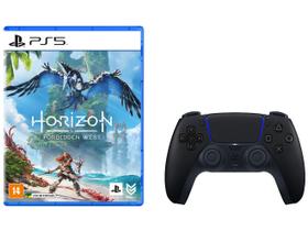 Controle para PS5 sem Fio DualSense Sony - Midnight Black + Horizon Forbidden West para PS5