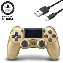 Controle PS 4 Dualshock 4 Original Sony Dourado Ouro + Cabo