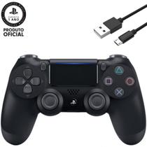 Controle PS 4 Dualshock 4 Original Sony Preto Onix Black Nacional + Cabo