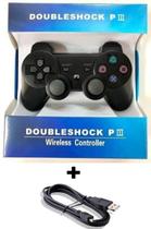 Controle Ps3 Compatível Dual Shock Wirelless Sem Fio+cabo - Kapbom