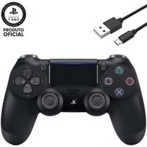 Controle PS4 Sem Fio Dualshock 4 Preto Onix Black Original + Cabo Carregamento