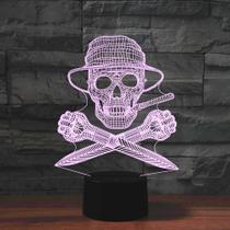 Controle remoto 3D Lamp Skull Colorful Touch recarregável