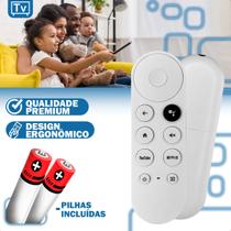 Controle Remoto Compatível Chromecast com Google TV Voice Remote Branco Atalhos YouTube e Netflix - Lelong