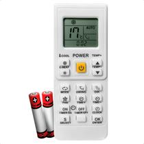 Controle Remoto Compatível com Ar Condicionado Universal Branco com Pilhas