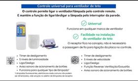 Controle Remoto Para Ventilador De Teto E Lâmpada Pw