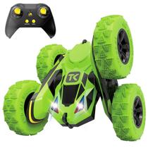 Controle remoto RC Stunt Cars Threeking de dupla face verde