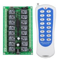Controle remoto rf433mhz com central receptora a rele 16 canais 12v