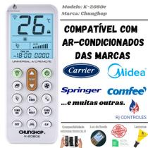 Controle Remoto Universal K-2080e compatível com Ar Condicionado Carrier Comfee Midea Springer Toshiba e muitas outras marcas