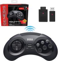 Controle sem fio 8 botões para Sega Genesis com 2 receptores e caixa de armazenamento