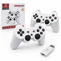 Controle Sem Fio Bluetooth Duplo para Celular Android Smart TV PC Receptor USB 2.4GHz Gamepad Branco Recarregável Alta Precisão