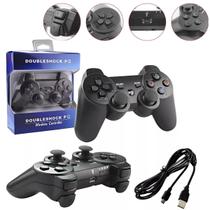 Controle Sem Fio Compatível Para Ps3 Pc Joystick Manete Cor Preto Mais Cabo de Carregamento - Doubleshock