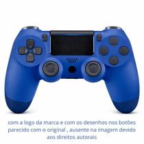Controle Sem Fio PS4 Wave Blue Bluetooth p Slim Pro PC Smart TV Ergonômico Recarregável