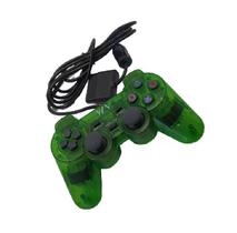 Controle Verde Jogos PS1 e PS2 Analogico Com Vibração 17 Botões Videogame Com Fio