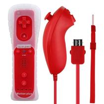 Controle Wii Remote Plus + Nunchuk Compatível Com Nintendo Wii e Wii U Vermelho Controle Wii Remote Plus + Nunchuk Compatível Com Nintendo Wii e Wii U Vermelho