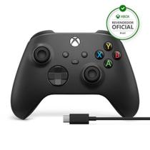 Controle Xbox Carbon Black Preto com Cabo de Carregamento
