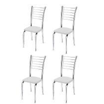 Conunto 4 Cadeiras Cromadas Para Cozinha Kiara-material sintético Preto