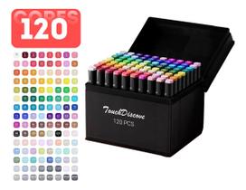 Conunto de Canetas Kit Marcador Permanente Touch Ponta Dupla 120 Cores Original
