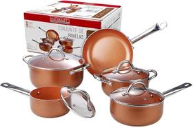 Conunto panelas inducao zahtar do 5 pecas hauskraft ceramica broze