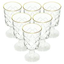 Conunto Taças Artemis Transparente Fio Dourado 260ml 6 Peças - Wincy