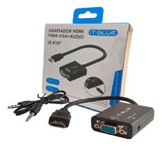Conversor Adaptador Hdmi Para Vga Fêmea Com Audio Le-4107