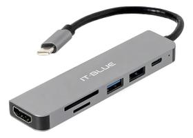 Conversor Adaptador Multiplas Saídas Le4137 6 EM 1 USBC para HDMI, USB 3.0, TF, SD, PD