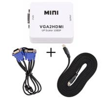 Conversor Adaptador Vga Para Hdmi Com Saída P2 Áudio + Cabo Vga + Cabo HDMI