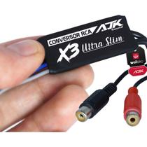 Conversor Automotivo Cor Preta RCA AJK X3 Ultra Slim Stereo com Remote Compacto e Durável