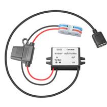 Conversor Buck MZHOU 10-90V para 5V 3A MAX USB 15W com fusível IP67 Conversor Buck MZHOU 10-90V para 5V 3A MAX USB 15W com fusível IP67