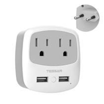 Conversor de Adaptador de Plugue de Viagem TESSAN com 2 USB Tipo C e Entrada EU