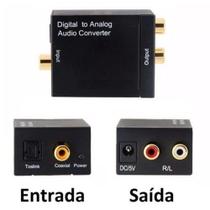 Conversor de audio digital para rca analogico + fonte + cabo optico 1,5m
