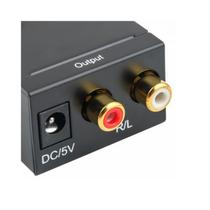 Conversor de áudio para analógico óptico para RCA 5V DC/1A preto