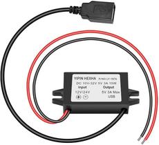 Conversor de Energia DC 12V/24V para 5V 3A - Adaptador YIPIN HEXHA