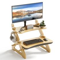 Conversor de mesa permanente Amazer Bamboo com altura ajustável Conversor de mesa permanente Amazer Bamboo com altura ajustável