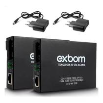 Conversor de Mídia Fibra Óptica para RJ45 - 10/100/1000Mbps - 5km - Exbom CFON-1000