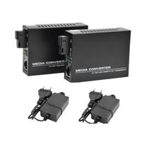 Conversor De Mídia Óptica De Fibra Gigabit Modo Único 1000Mbps 20Km Porta SC Fonte De Alimentação