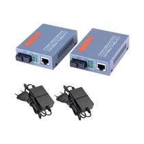 Conversor De Mídia Óptica Gigabit De Fibra 1000Mbps HTB-GS-03 Porta SC Fonte De Alimentação Externa