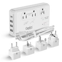 Conversor de tensão Ceptics 220V a 110V com plugues tipo C, E/F, G, I Conversor de tensão Ceptics 220V a 110V com plugues tipo C, E/F, G, I