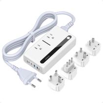 Conversor de tensão TESSAN 220V a 110V com 4 soquetes USB 2 AC