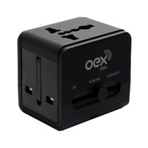 Conversor de tomadas universal bivolt cp101 usb/usb-c 20w preto oex