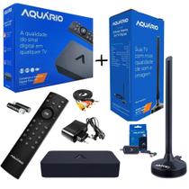 Conversor Digital Aquário Completo Antena Externa Booster Amplificador de Sinal Potente 10X