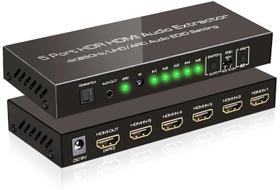 Conversor extrator de áudio HDMI Switch SkycropHD 4K @60Hz 5x1 Conversor extrator de áudio HDMI Switch SkycropHD 4K @60Hz 5x1