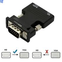 Conversor Hdmi Fêmea P/Saída Vga Macho Áudio E Cabo P2 Macho