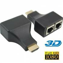 Conversor HDMI Macho Extensor 30m Para 2x RJ45 Fêmea Duplo