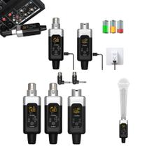 Conversor Microfone Sem Fio Uhf 1 Transmissor 2 Receptor 48v Preto E Prata