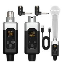 Conversor Microfone Sem Fio Uhf Transmissor Receptor 48v Preto e prata Conversor Microfone Sem Fio Uhf Transmissor Receptor 48v Preto e prata