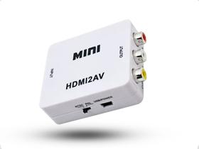 Conversor Mini Adaptador HDMI para RCA Áudio e Vídeo Com Entrada De Energia Via Cabo USB