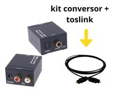 Conversor Optico Toslink Digital P/ Saída Rca + Cabo Óptico Toslink